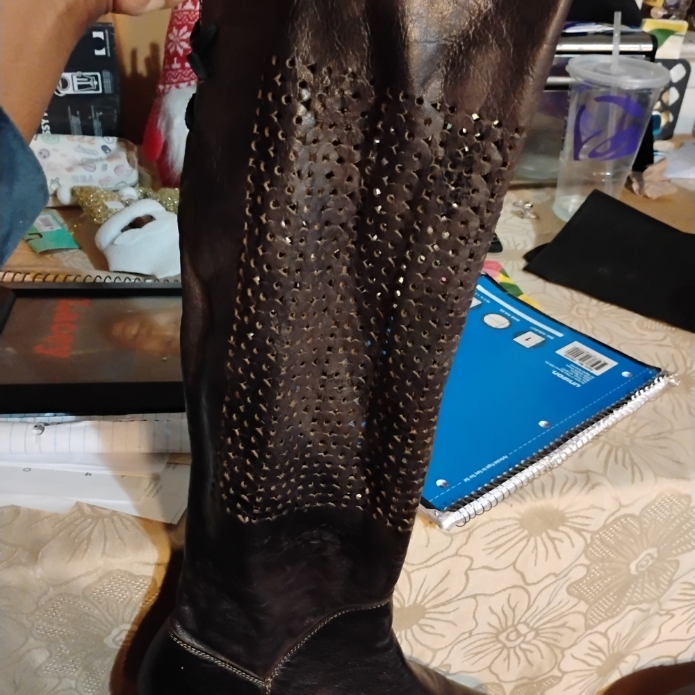 Bed Stu Brown laser cut Leather high Boots